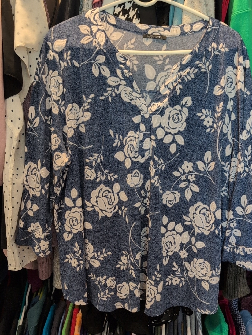 Papermoon Blue Floral V-Neck Tunic